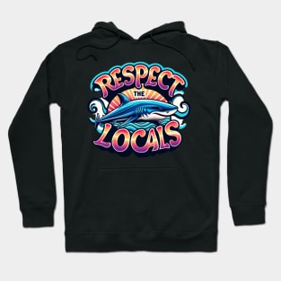 Shark Shirt, Respect the Locals, Ocean Beach Shark Diving Instructor Hoodie